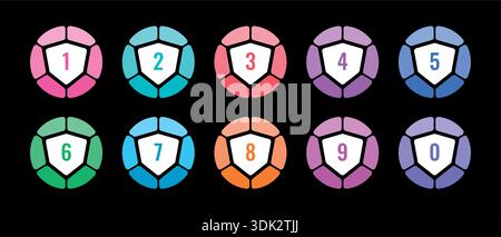 colorful ordered math numbers. vector numbers concept Stock Vector