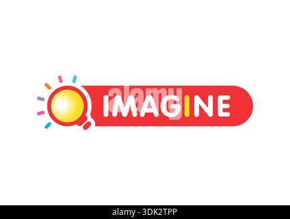 colorful light bulb and imagine concept. imagine logo. Stock Vector