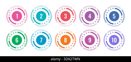 colorful 1-10 numbers concept. 1-10 numbers in round Stock Vector