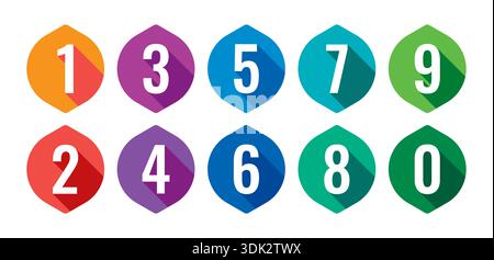 colorful geometric shape and numbers 0-9. numbers 0-9 in geometric shape Stock Vector