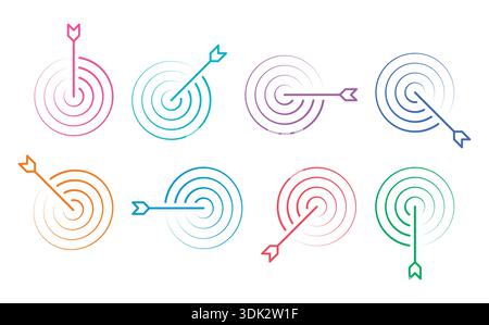 colorful arrows and target boards concept. arrow and target board set Stock Vector