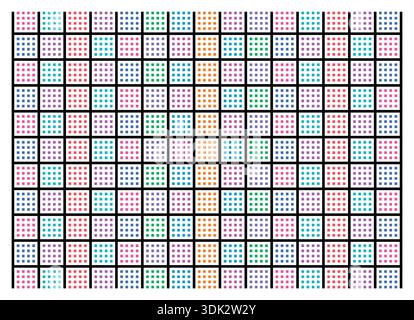 colored squares and black grid background. Stock Vector