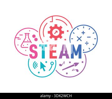 colorful steam logo and symbols. vector steam logo. Stock Vector