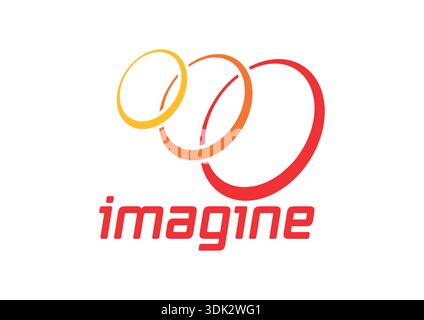 colorful perspective circles and the word imagine. red imagine logo Stock Vector
