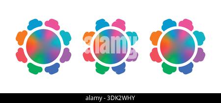 colorful round geometric shapes. geometric wheel shapes. colored propellers. Stock Vector