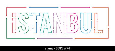 colorful digital istanbul word concept. technologically themed istanbul word. istanbul word. Stock Vector