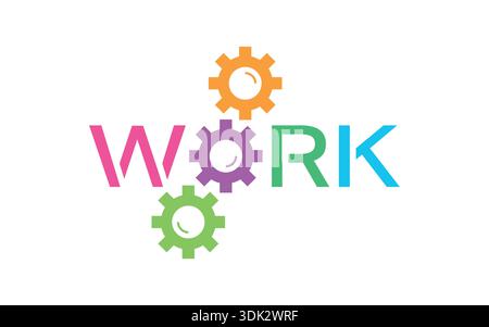 colorful work concept on white background. work word logo. Stock Vector