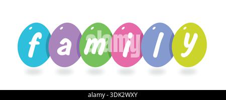 colorful family word in ellipse. family word Stock Vector