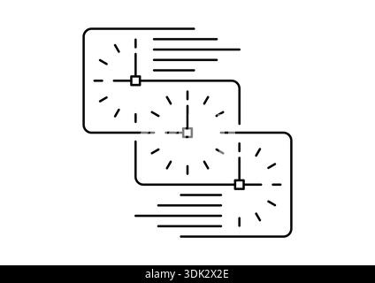Concept of three square analog clocks. square wall clock symbols Stock Vector