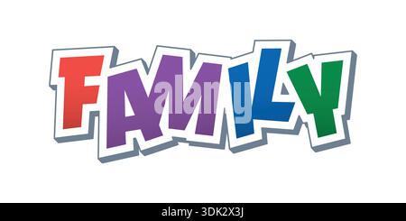 colorful letters family concept. word family. Stock Vector