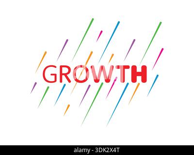 colorful fast lines and growth concept. growth word on white background Stock Vector