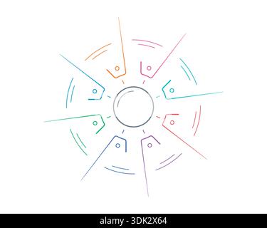 colorful industrial wheel on a white background. industrial wheel concept. technological, digital circle Stock Vector