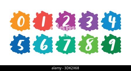 colorful numbers on a white background. 0-9 colored numbers Stock Vector