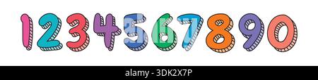 colorful ordered math numbers. vector numbers concept Stock Vector