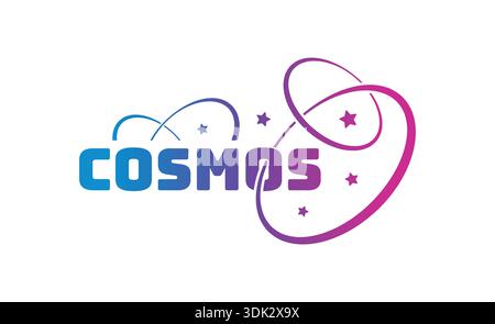 cosmos logo. blue and magenta cosmos word and rings Stock Vector