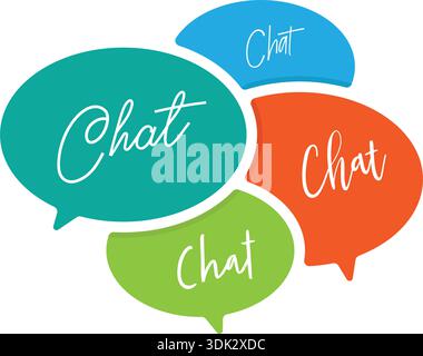 colorful speech bubbles and chat words on a white background. Stock Vector