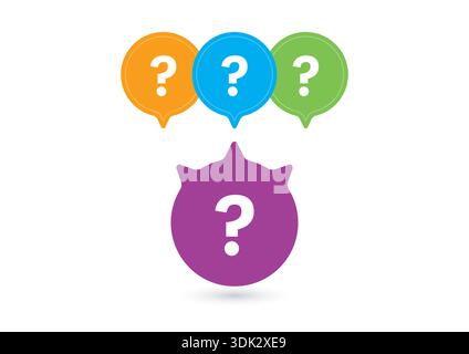 Colorful speech bubbles with question marks. speech bubbles and question mark. communication concept Stock Vector