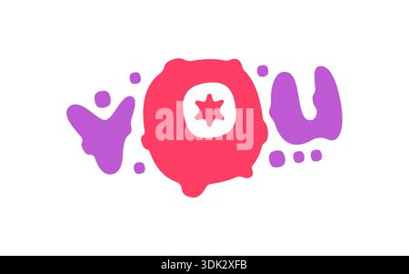 colorful you word on white background. vector you letters Stock Vector