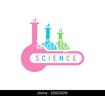 colorful test tubes and science word. science concept Stock Vector