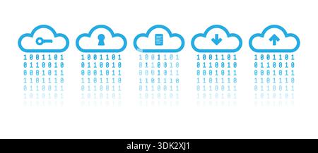 digital numbers, digital cloud and symbols. cloud data storage and digital numbers. Stock Vector