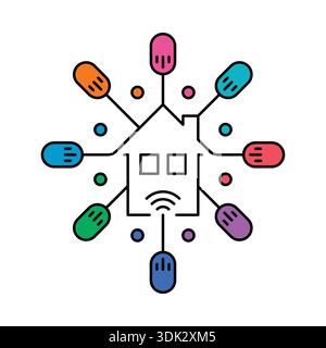 computer mouse and house symbol. shopping from home. online shopping. Stock Vector