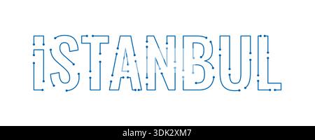 digital istanbul word concept. technologically themed istanbul word. istanbul word Stock Vector
