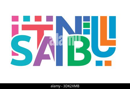 colorful istanbul word on white background. istanbul logo Stock Vector