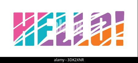 colorful hello logo. colorful hello word on white background. Stock Vector