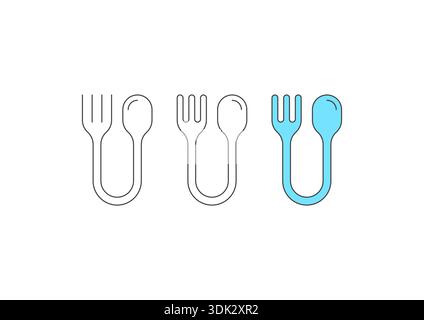 combined fork and spoon symbols. fork and spoon symbols for restaurants and cafes. Stock Vector