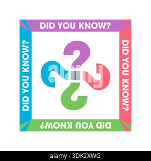 concept for learning, studying, researching, exploring. question marks in square. did you know concept. Stock Vector