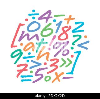 colorful numbers and math symbols. math background for business and education. Stock Vector