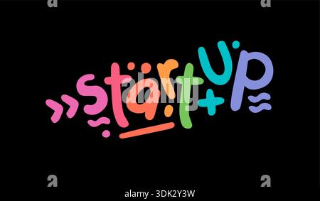 cute and colorful startup logo. starup concept on black background Stock Vector