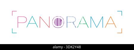 colorful panorama text on white background. Stock Vector