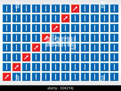 dark blue boxes and arrow signs inside red boxes. success, growth concept Stock Vector
