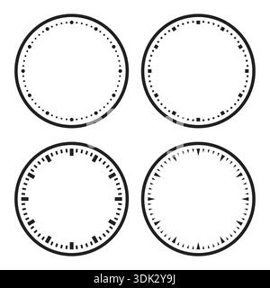 dial symbol. four different clock dials. vector round dial set. Stock Vector