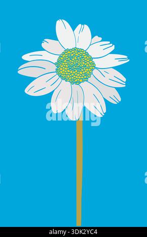 daisy flower on blue background. daisy flower Stock Vector