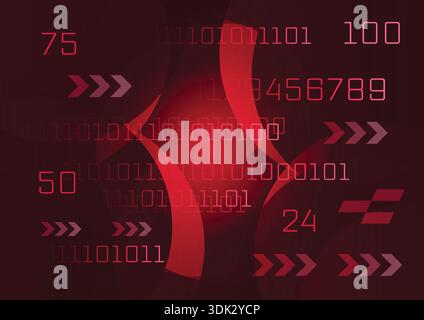 dark red technological background. digital background. Stock Vector