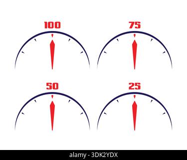 dial symbols on a white background. 25, 50, 75, 100 dials Stock Vector