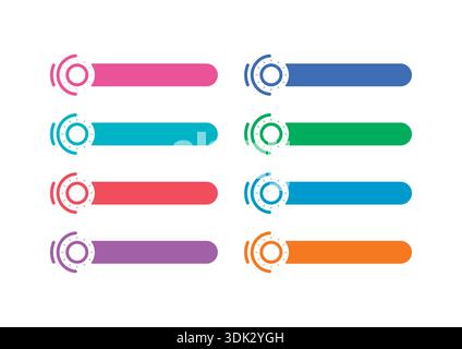 colorful technological buttons on a white background. eight steps technological banner set. Stock Vector