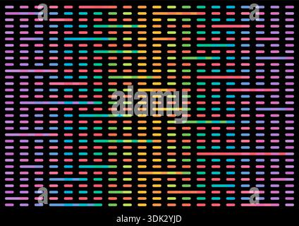 dashed line pattern. colorful lines pattern on black background Stock Vector
