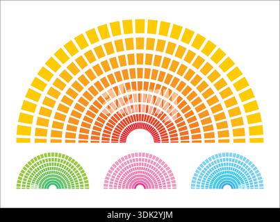 colorful, intermittent semicircular shape. vector segmented semicircle Stock Vector