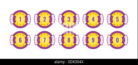 digital round interface and sequential numbers concept. digital button. Stock Vector
