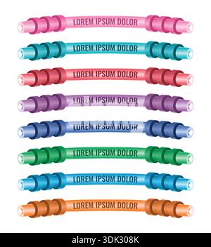 curved banner template. eight banner templates on white background. banner set. Stock Vector