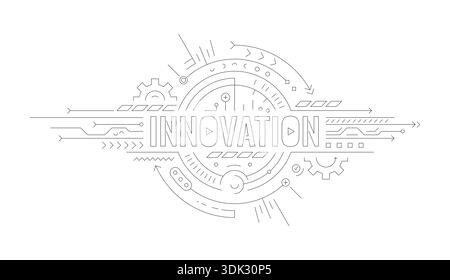 digital interface and innovation concept. technical drawing innovation. technological innovation concept Stock Vector