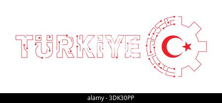 digitalization and the word digital turkey. digital turkey, moon and star concept Stock Vector