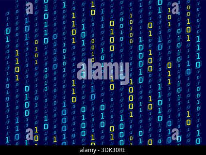 digital concept on dark blue background. flowing digital numbers background. electronic background Stock Vector