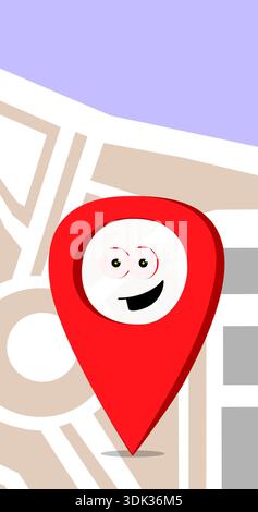 Map and location pointer with cartoon style, 3d rendering. Digital ...