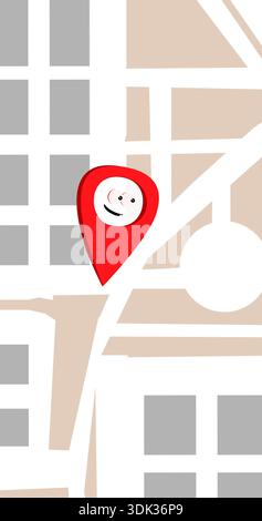 Map and location pointer with cartoon style, 3d rendering. Digital ...