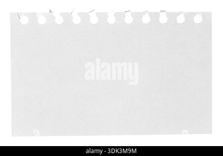 Torn Spiral Notebook Page isolated on white Background Stock Photo