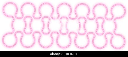 Row of gradient neon circles arranged in a low staircase formation with linear progression. Stock Vector